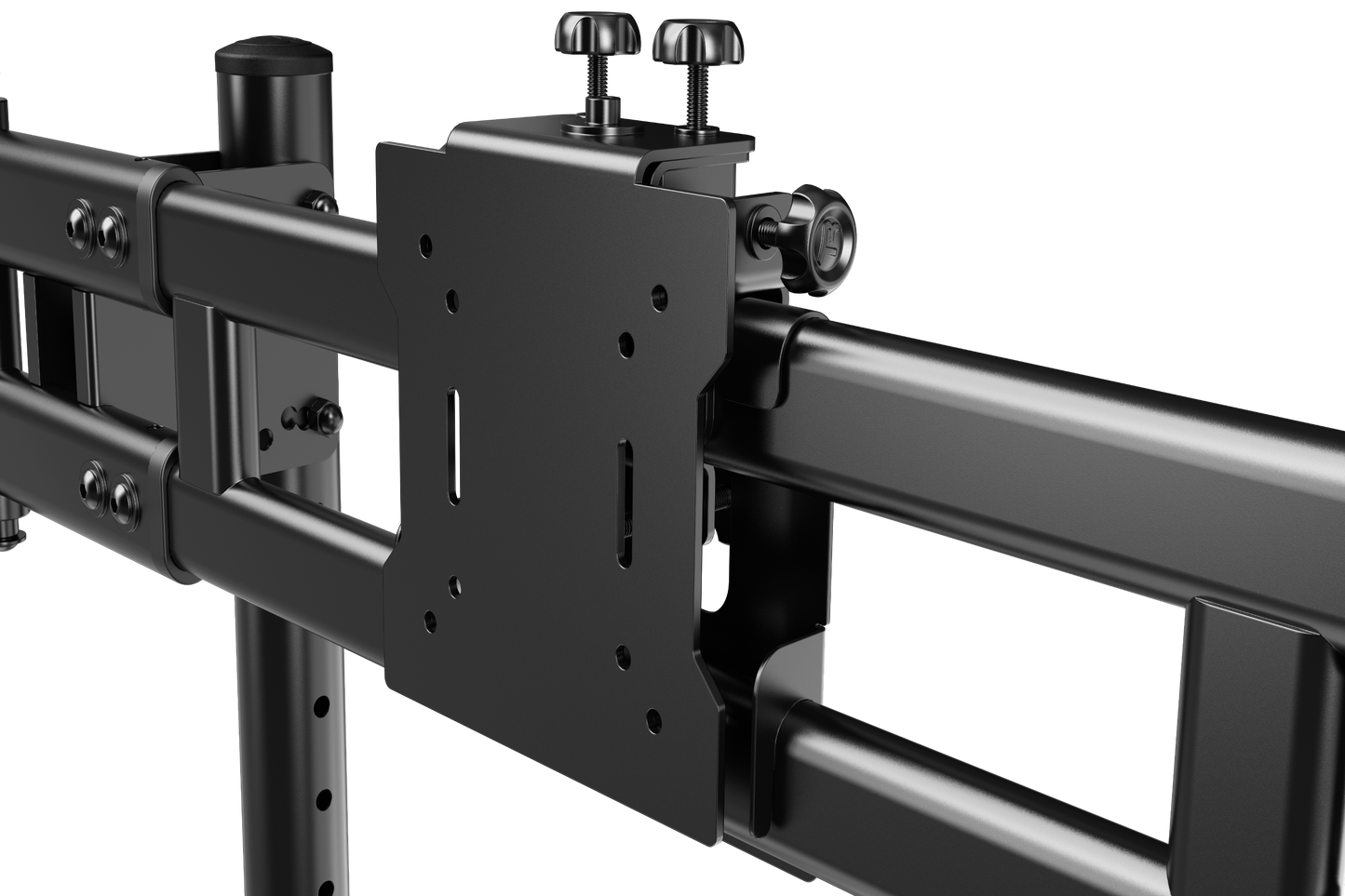 Black TV wall mount bracket on a white background