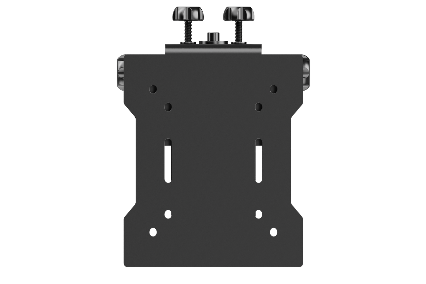 Black TV wall mount bracket on a white background