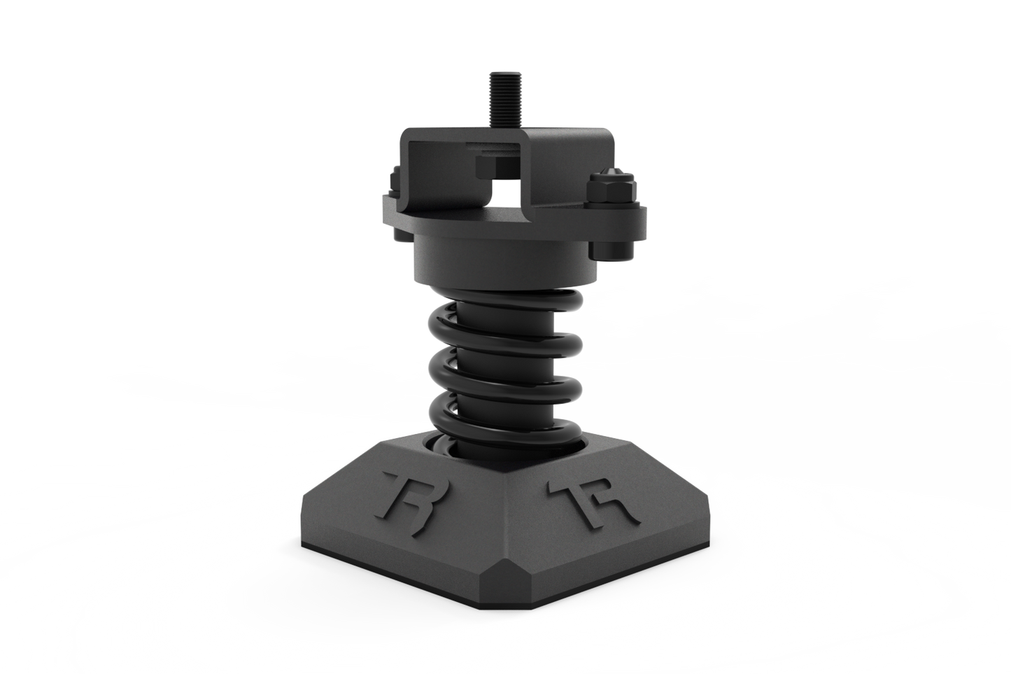 Black adjustable stand on a white background
