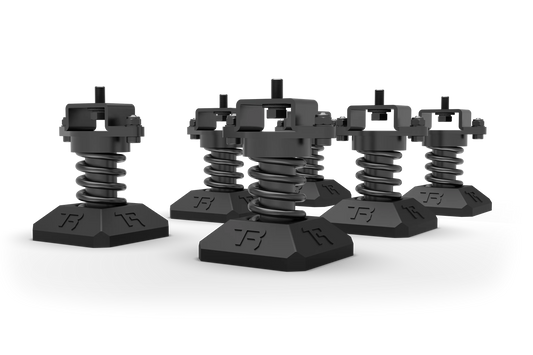 Set of black adjustable stands on a white background