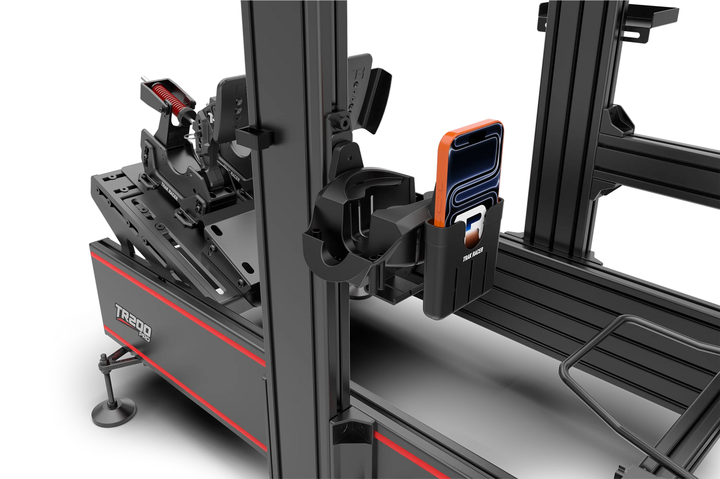 Trak Racer Universal VR Headset holder installed on a sim racing rig
