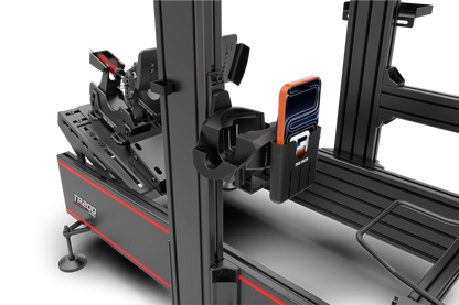 Trak Racer Universal VR Headset holder installed on a sim racing rig