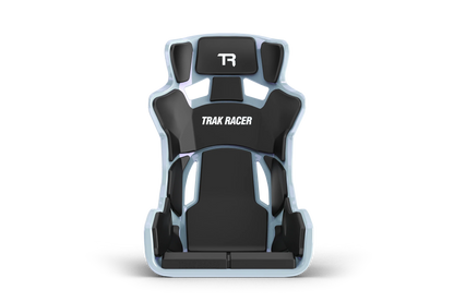 Black gaming chair with 'Trak Racer' branding on a white background