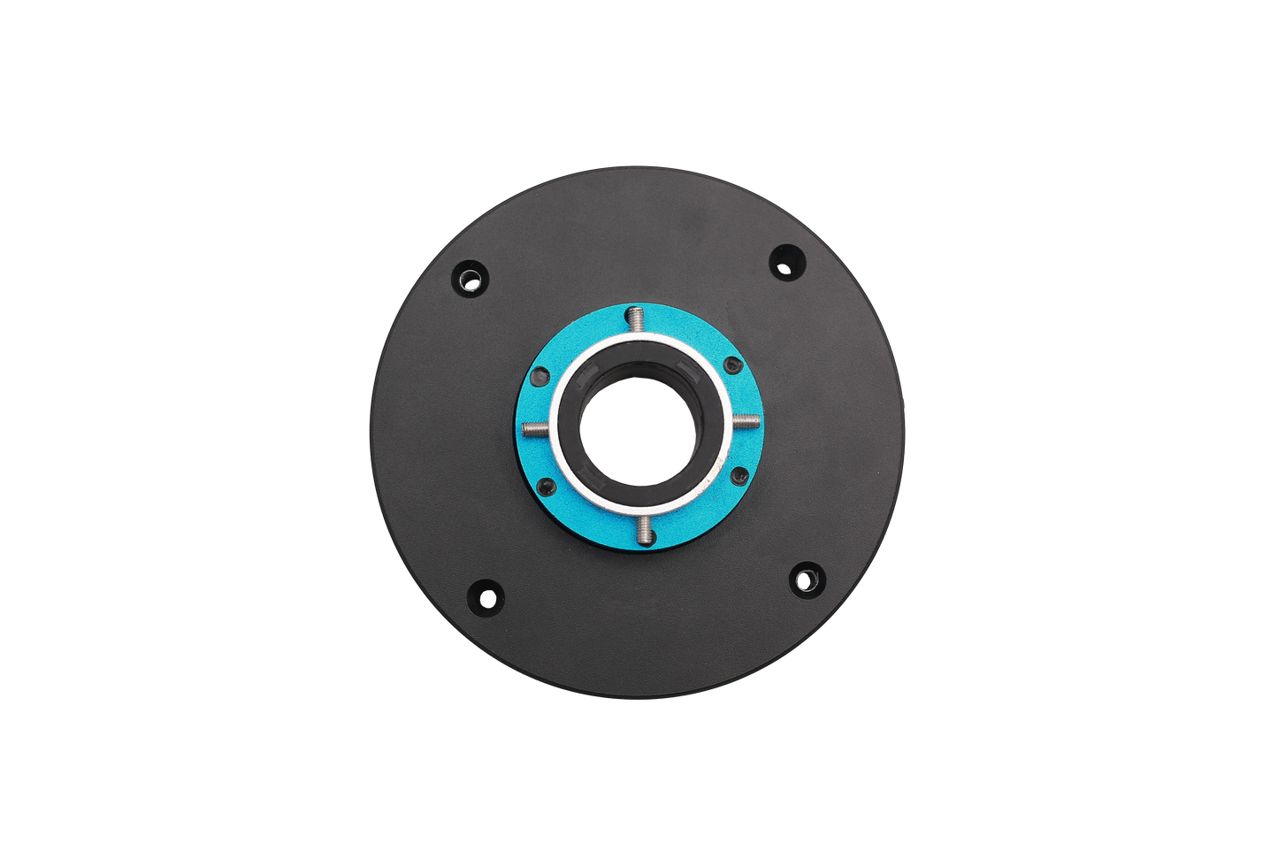 Black circular component with a blue center on a white background