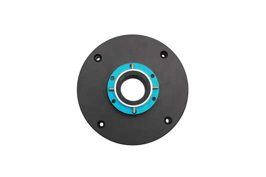 Black circular component with a blue center on a white background