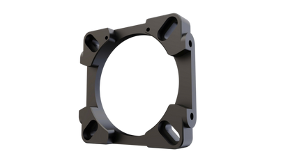 Black metal ring component on a white background