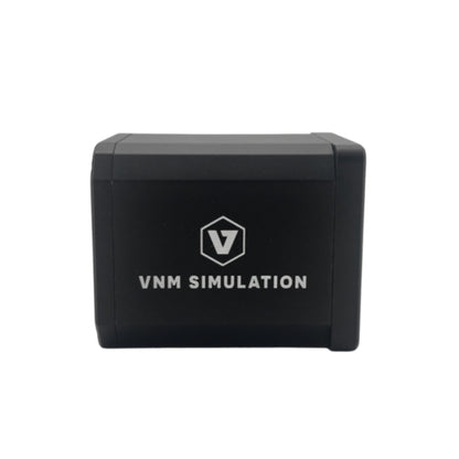 Black box with 'VNM Simulation' logo on a white background