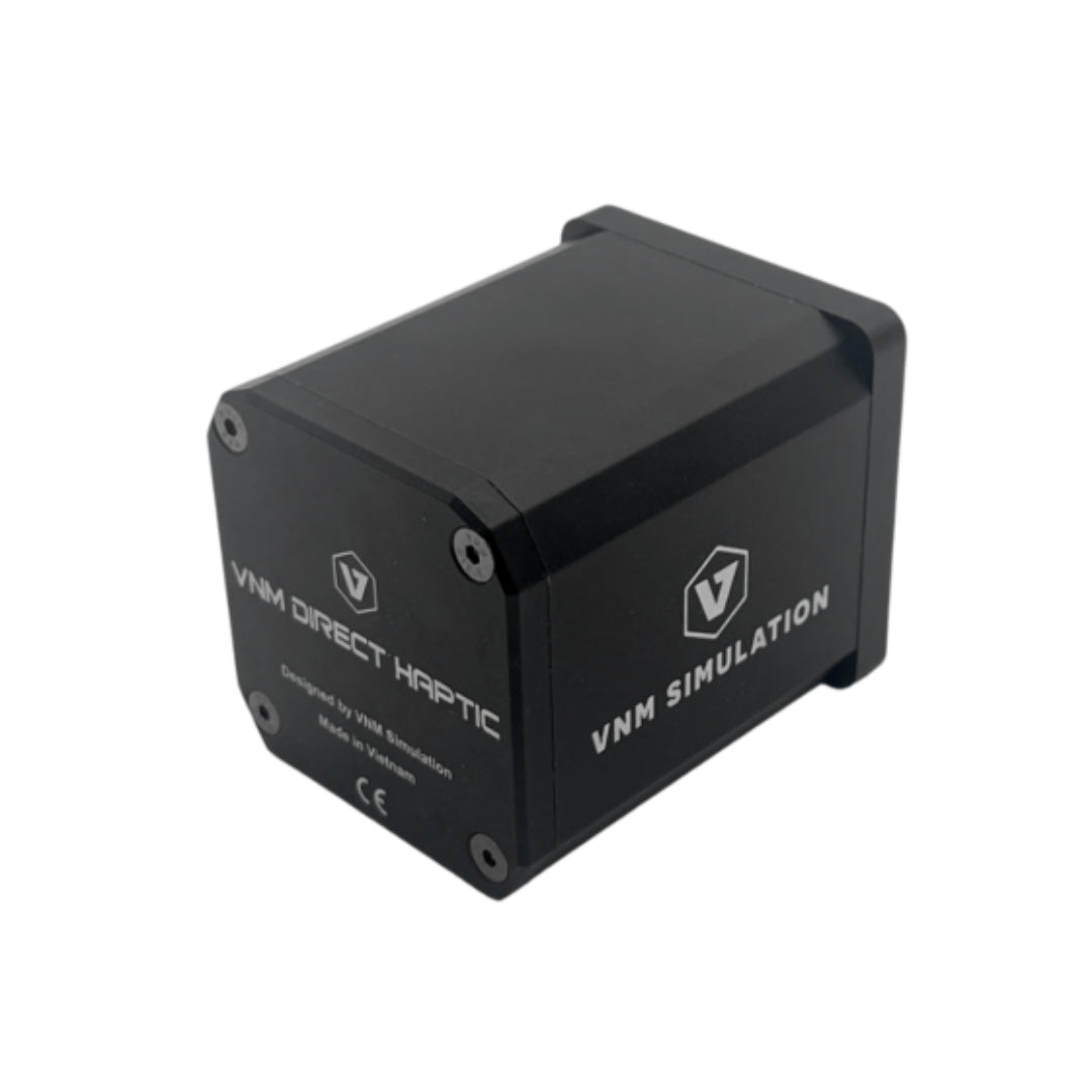 Black haptic device with VNM Simulation branding on a white background