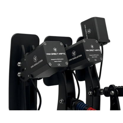 Black haptic device with multiple sensors on a white background