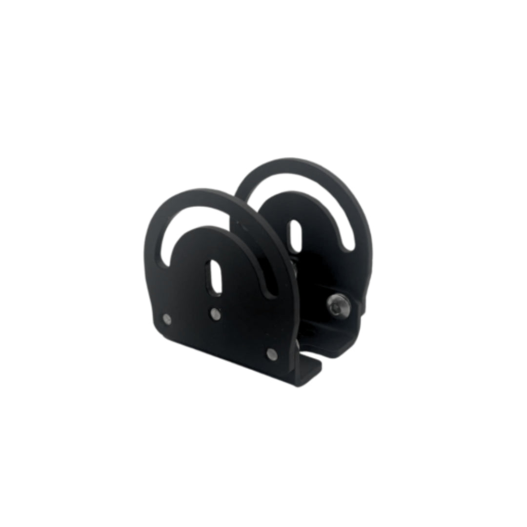 Black metal bracket on a white background