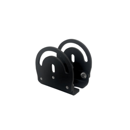 Black metal bracket on a white background