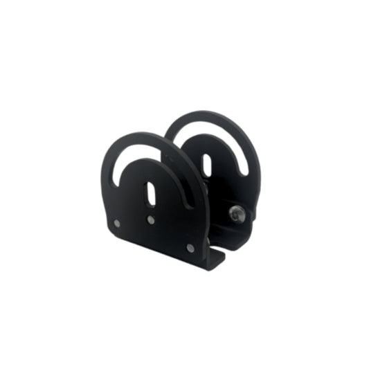 Black metal bracket on a white background