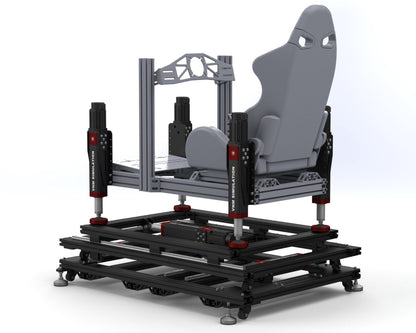 Racing seat mount with adjustable brackets on a white background