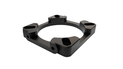 Black metal bracket on a white background