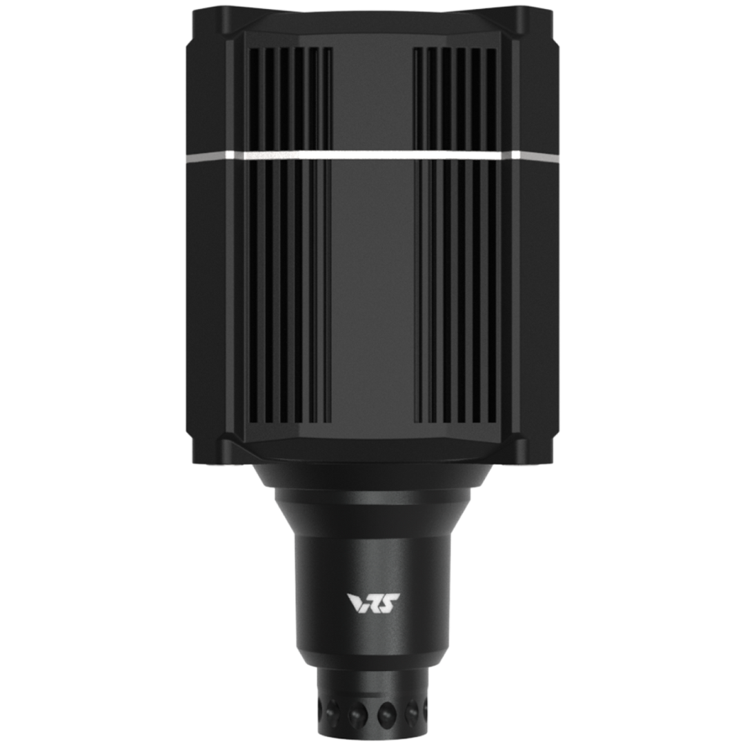 Black cylindrical device with VTS branding on a white background