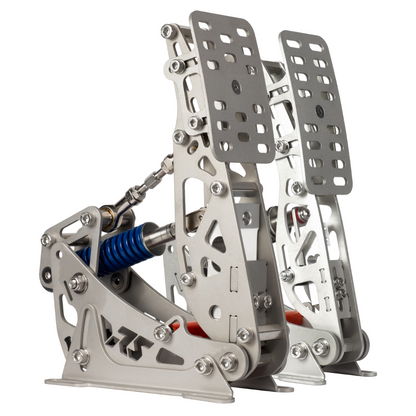 Metal pedal set with a white background