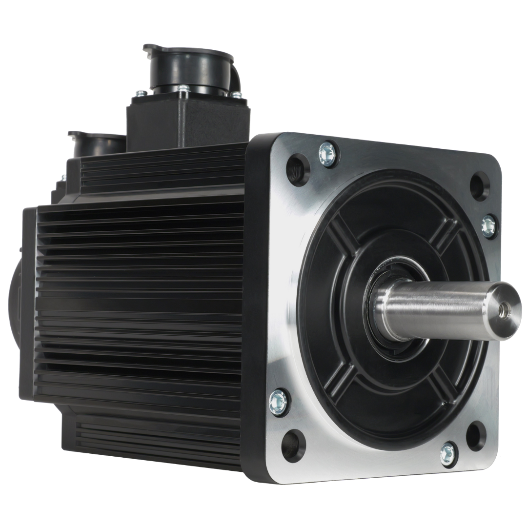 Black and silver gear motor on a white background