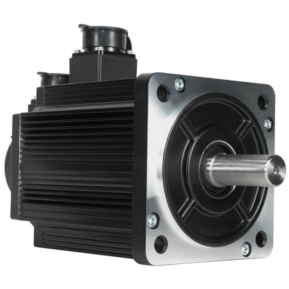 Black and silver gear motor on a white background