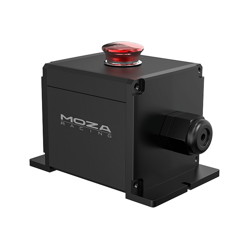 Moza Racing E-Stop Switch aluminum button close up