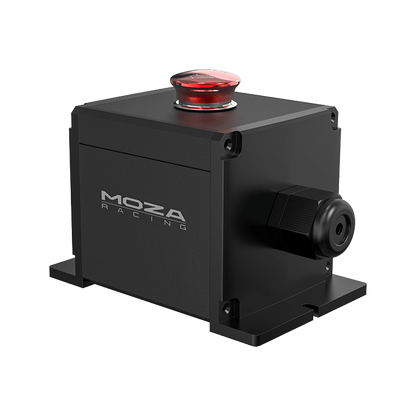 Moza Racing E-Stop Switch aluminum button close up
