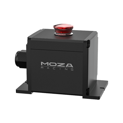 Moza Racing E-Stop Switch mounted on sim rig for quick access
