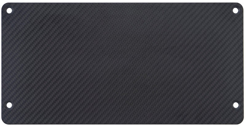A black carbon fiber heel plate designed for Simagic P2000 pedal sets with mounting holes visible.