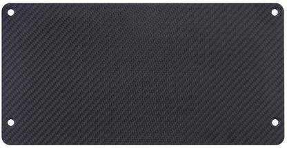 A black carbon fiber heel plate designed for Simagic P2000 pedal sets with mounting holes visible.