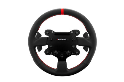 Simagic GTS Suede Wheel and Button Box – integrated controls and encoders