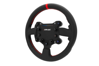Simagic GTS Suede Wheel and Button Box – mounted on Simagic wheelbase