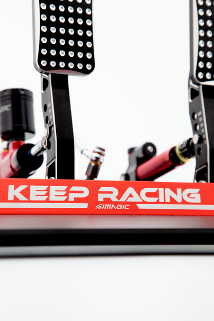 Simagic P2000 Heel Stop – integrated with carbon fiber footrest setup